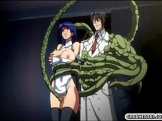 hentai peituda capturados e perfurados por tentáculos anime peludos
