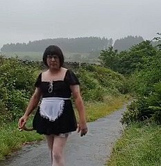 Transvestite maid upon a public ride herd on hint at upon a difficulty rain